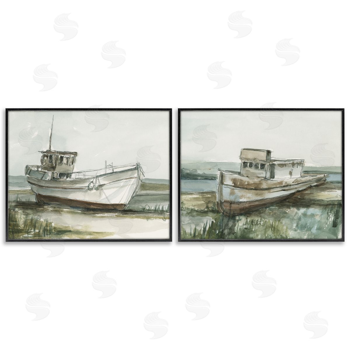 Ethan Harper Abandoned Fishing Boats Canvas Wall Art Print