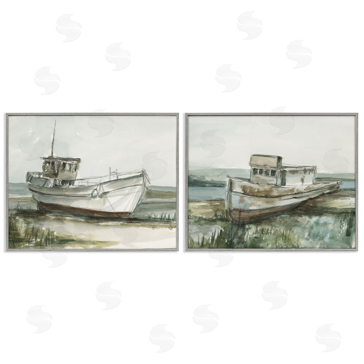 Ethan Harper Abandoned Fishing Boats Canvas Wall Art Print