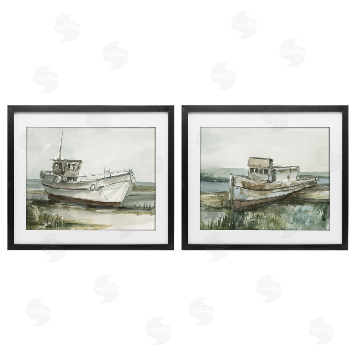 Ethan Harper Abandoned Fishing Boats Canvas Wall Art Print