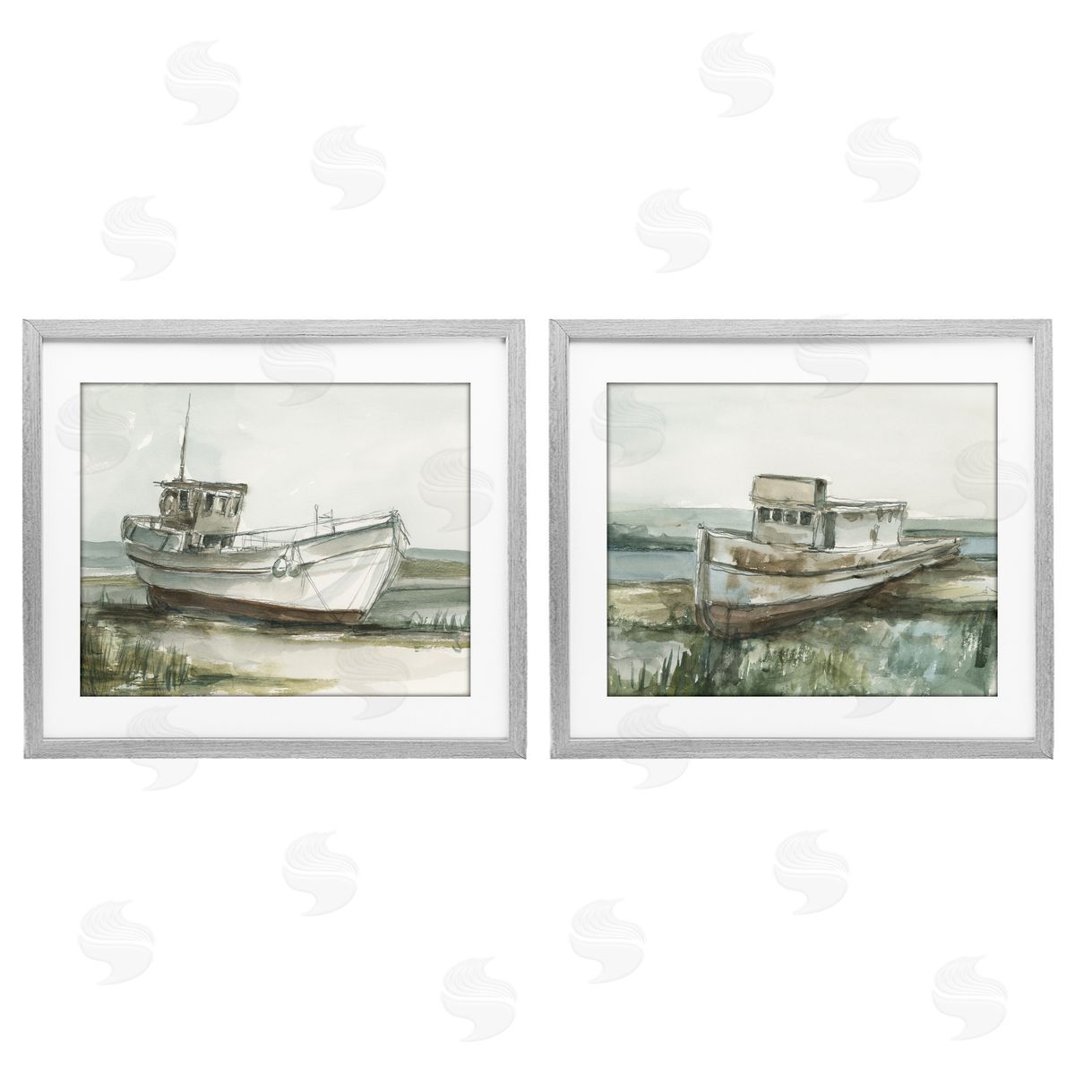 Ethan Harper Abandoned Fishing Boats Canvas Wall Art Print