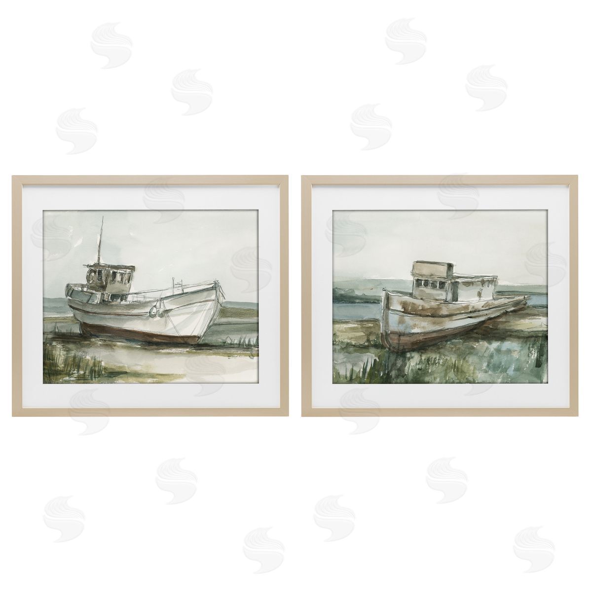 Ethan Harper Abandoned Fishing Boats Canvas Wall Art Print