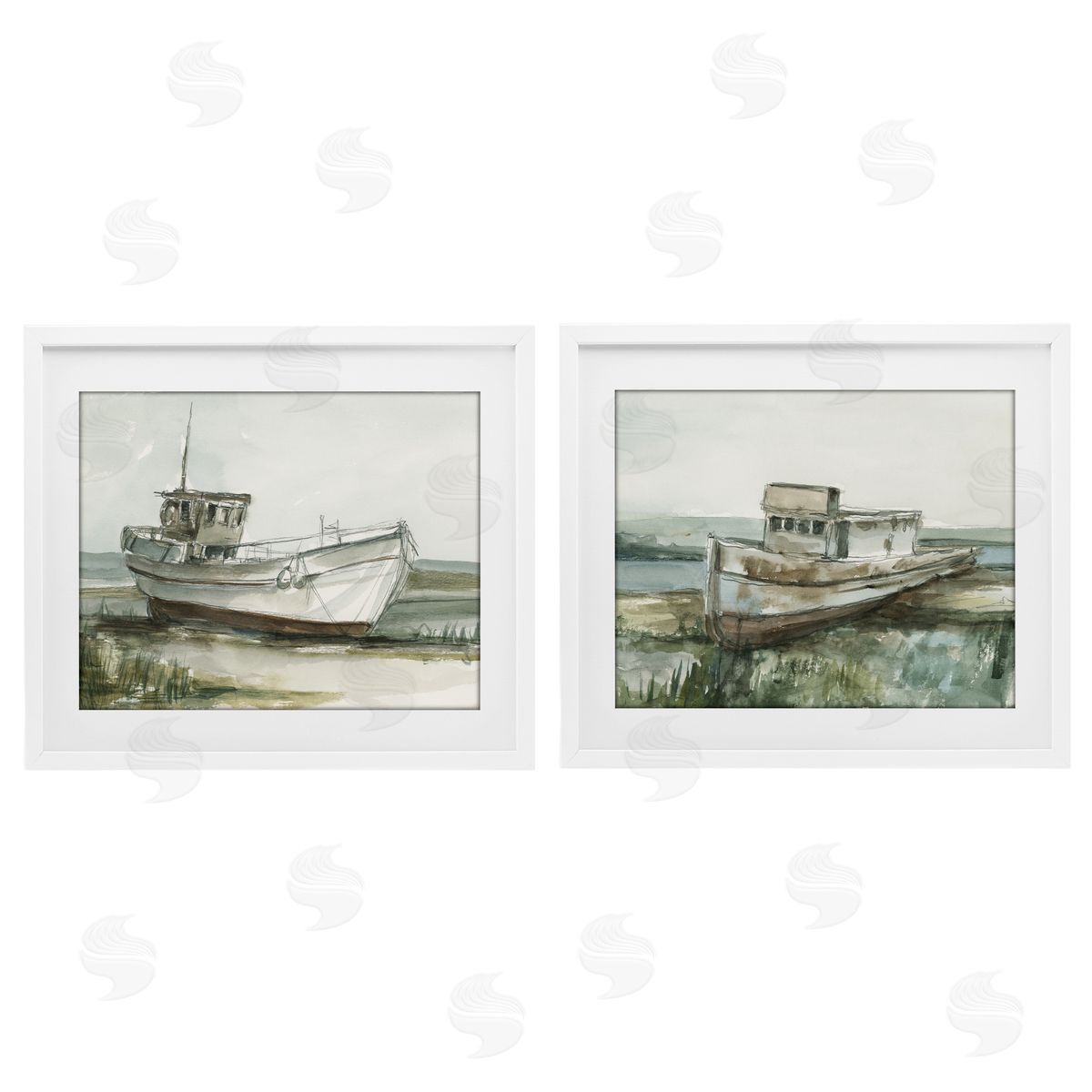Ethan Harper Abandoned Fishing Boats Canvas Wall Art Print