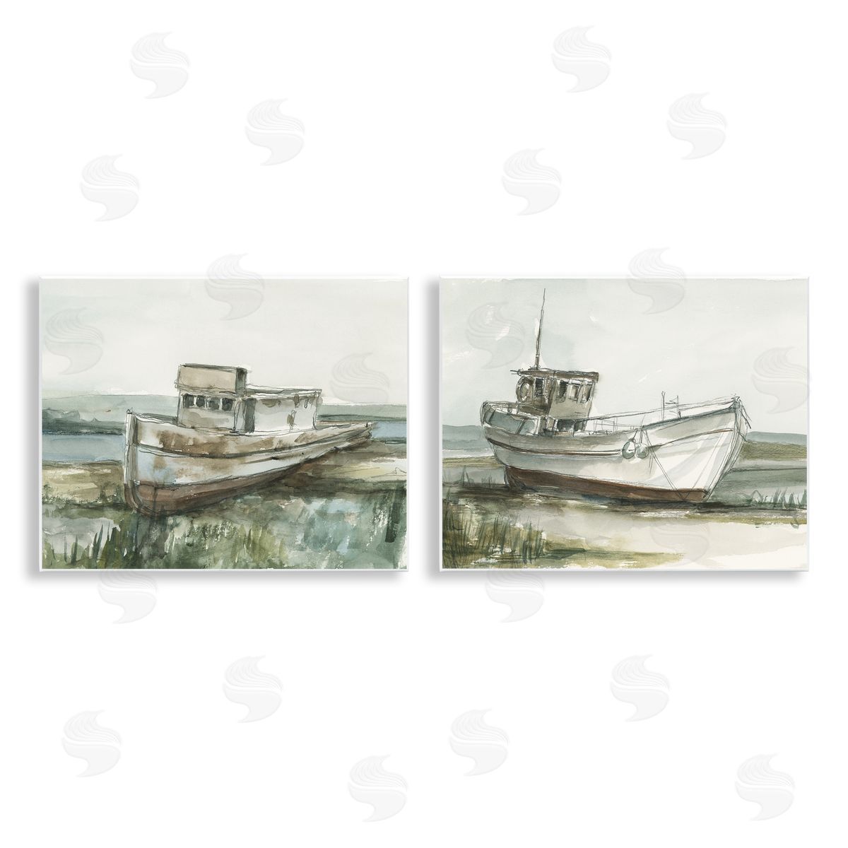 Ethan Harper Abandoned Fishing Boats Canvas Wall Art Print