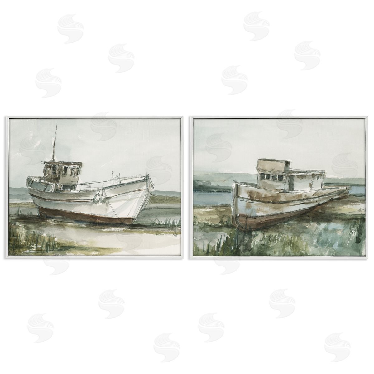 Ethan Harper Abandoned Fishing Boats Canvas Wall Art Print