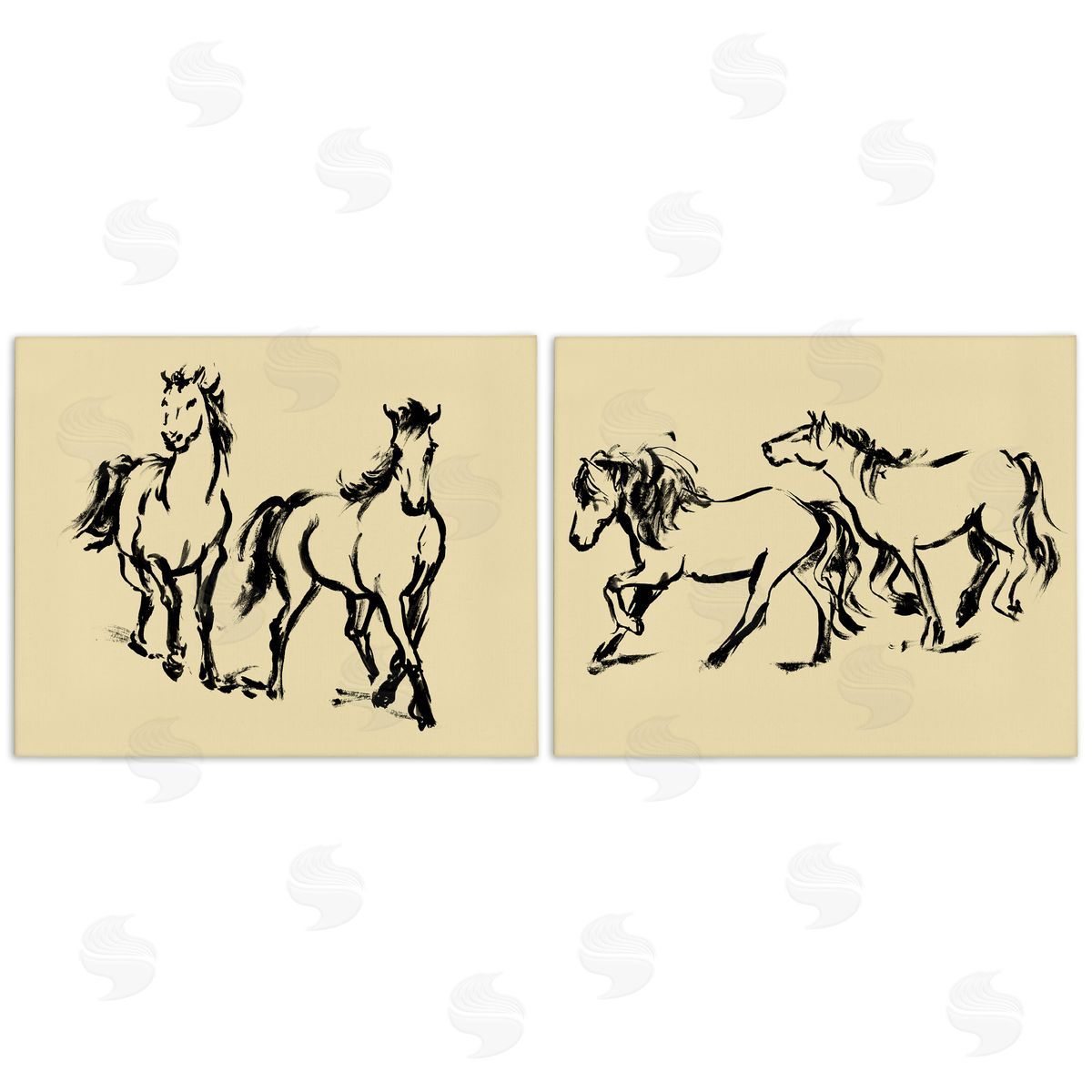 Victoria Barnes Gestured Horses in Motion Canvas Wall Art Print