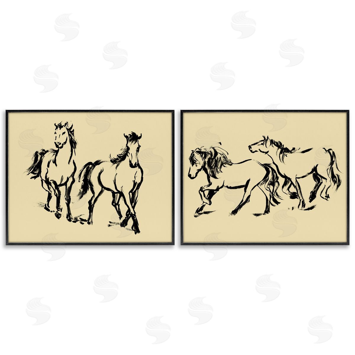 Victoria Barnes Gestured Horses in Motion Canvas Wall Art Print