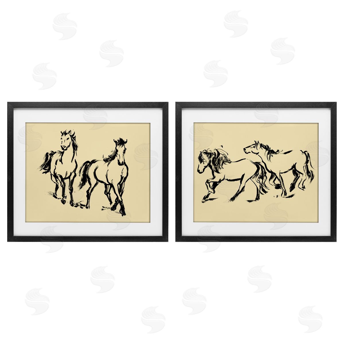 Victoria Barnes Gestured Horses in Motion Canvas Wall Art Print