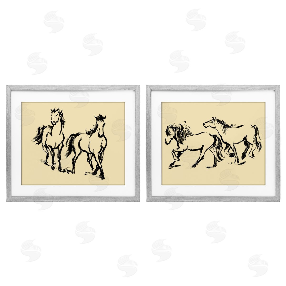 Victoria Barnes Gestured Horses in Motion Canvas Wall Art Print