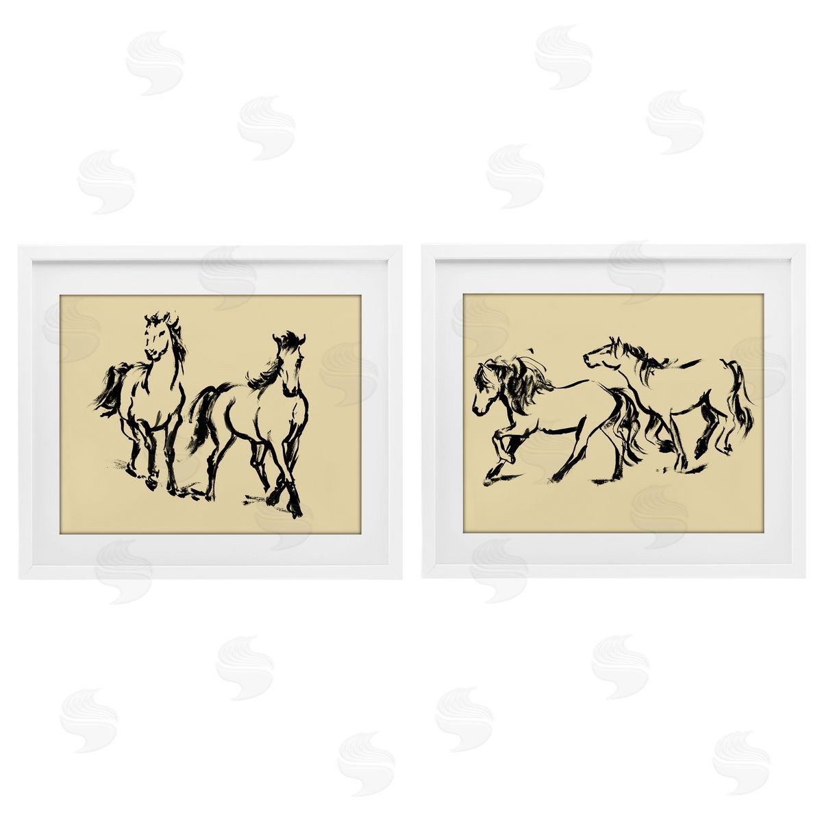 Victoria Barnes Gestured Horses in Motion Canvas Wall Art Print