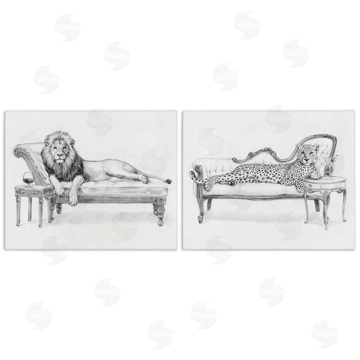 Victoria Barnes Lounging Jungle Beasts Canvas Wall Art Print