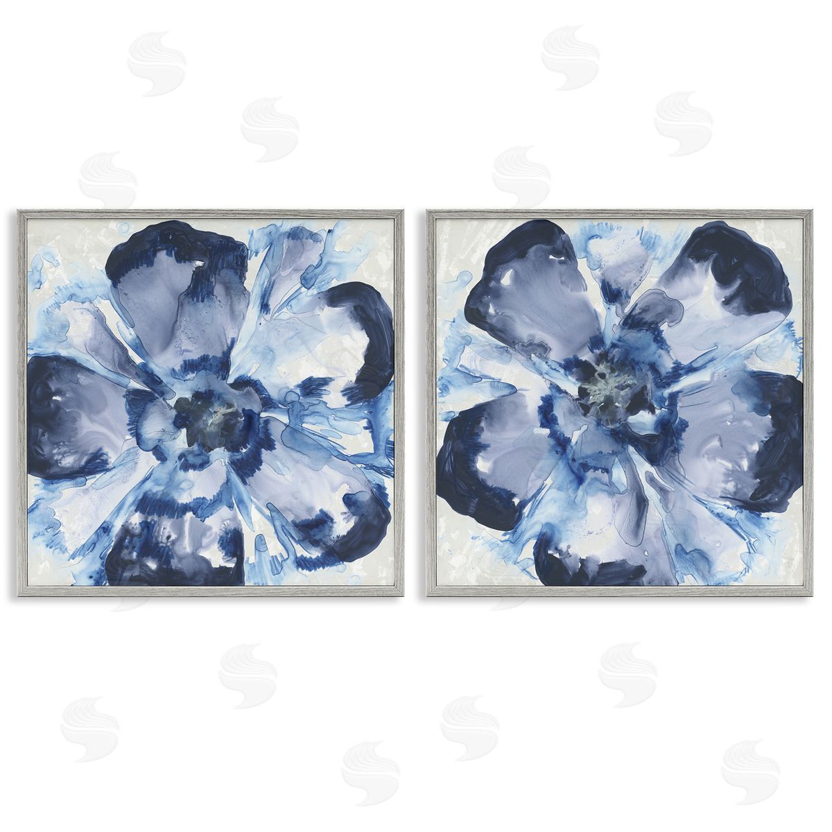 June Erica Vess Blue Glass Blossoms Canvas Wall Art Print