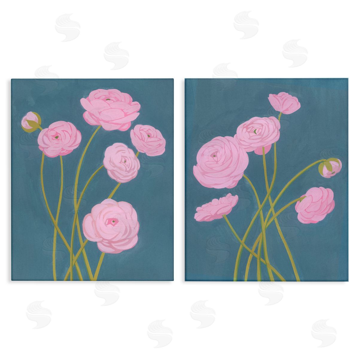 Grace Popp Posies over Dusty Grey Canvas Wall Art Print