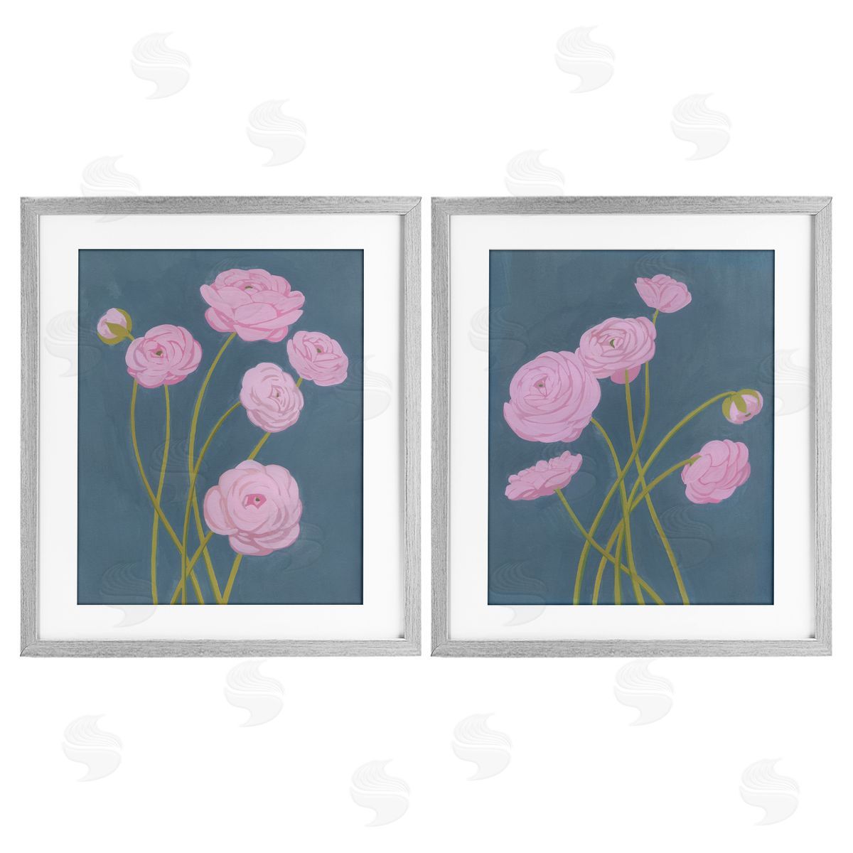 Grace Popp Posies over Dusty Grey Canvas Wall Art Print