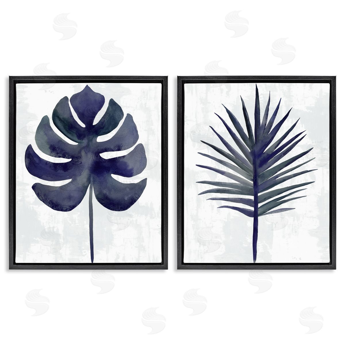 Christie Adams Navy Monstera & Fan Palm Canvas Wall Art Print