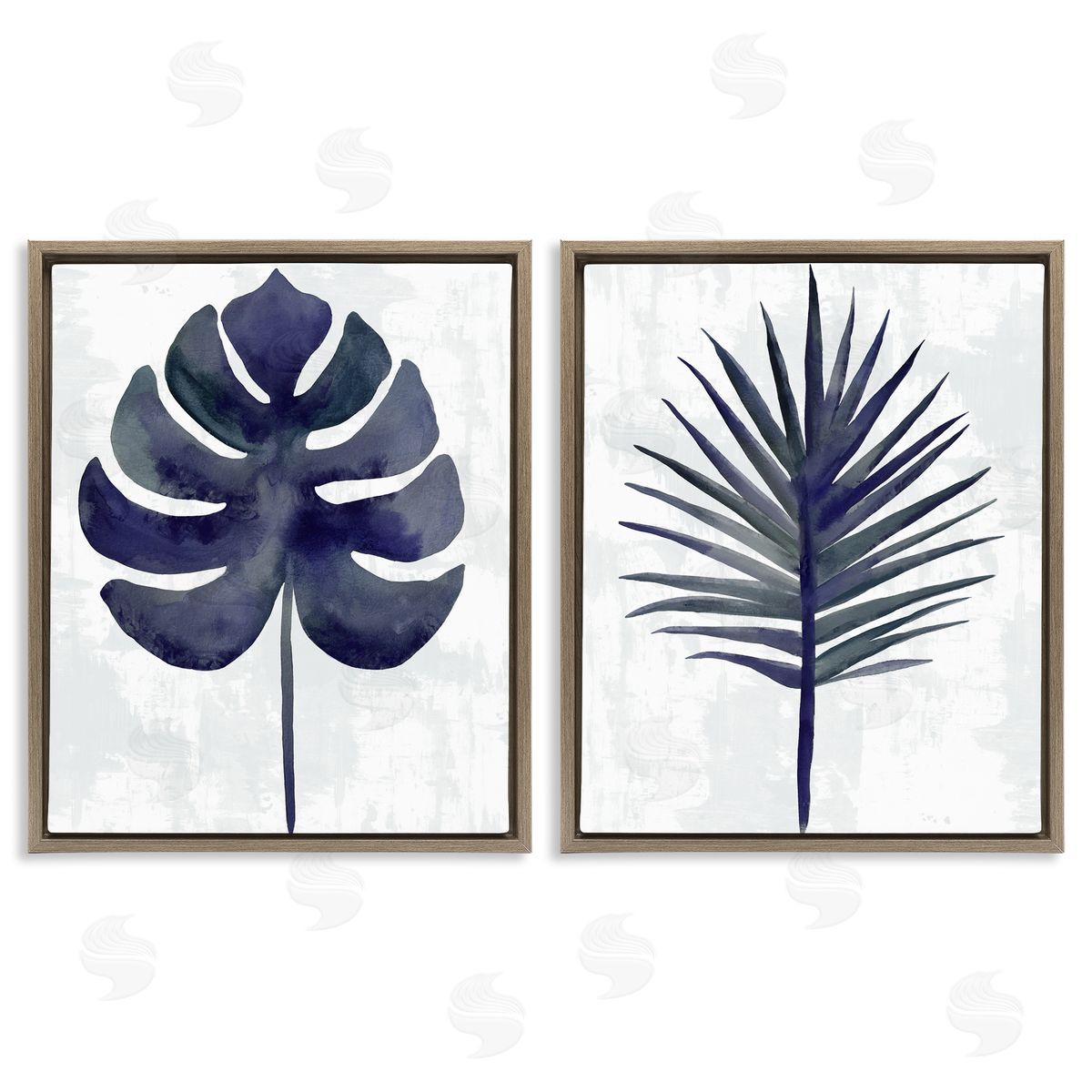 Christie Adams Navy Monstera & Fan Palm Canvas Wall Art Print