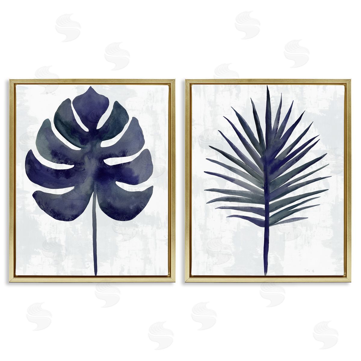 Christie Adams Navy Monstera & Fan Palm Canvas Wall Art Print