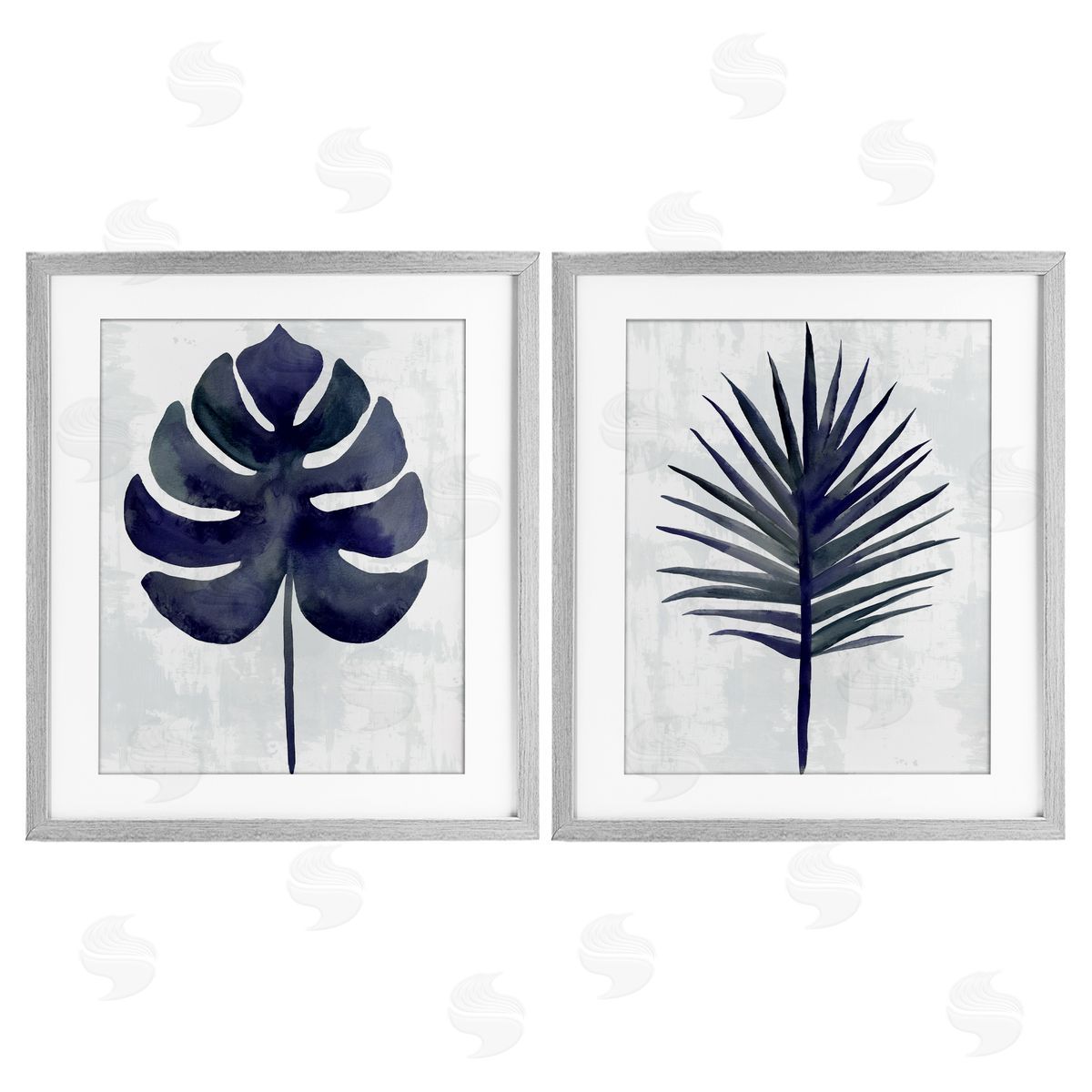 Christie Adams Navy Monstera & Fan Palm Canvas Wall Art Print