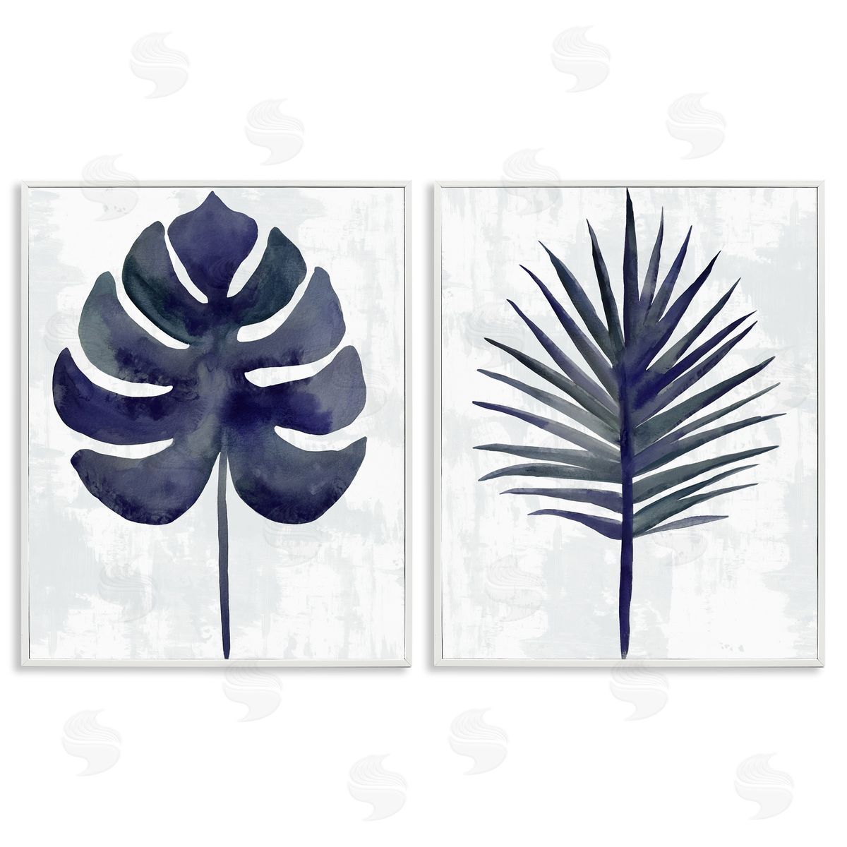 Christie Adams Navy Monstera & Fan Palm Canvas Wall Art Print