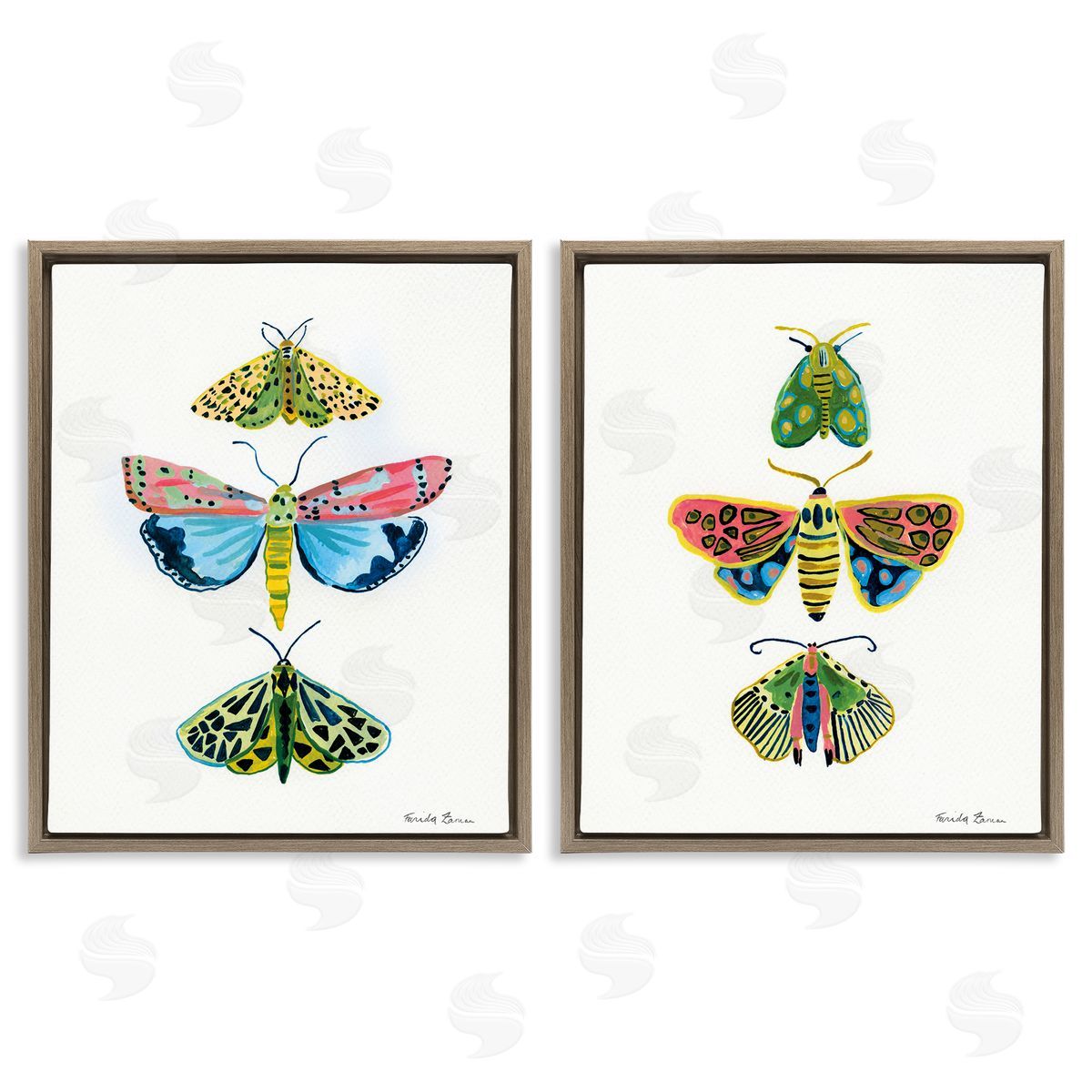 Farida Zaman Bright Moths Symmetry Canvas Wall Art Print