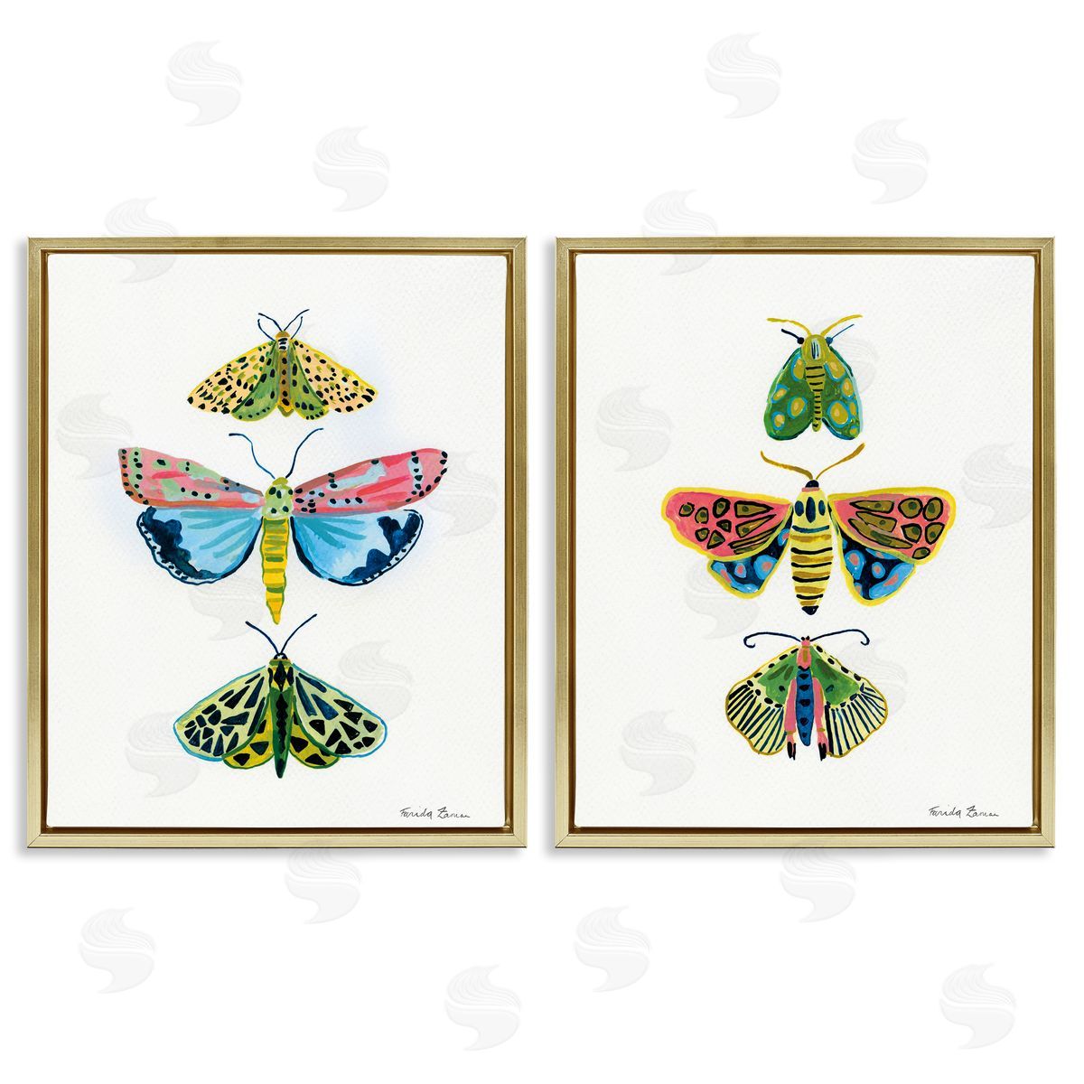 Farida Zaman Bright Moths Symmetry Canvas Wall Art Print