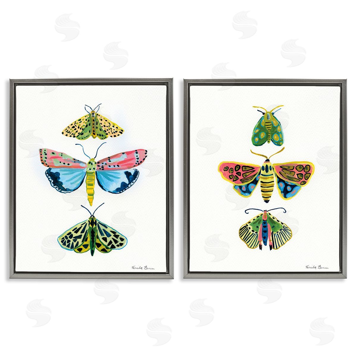 Farida Zaman Bright Moths Symmetry Canvas Wall Art Print