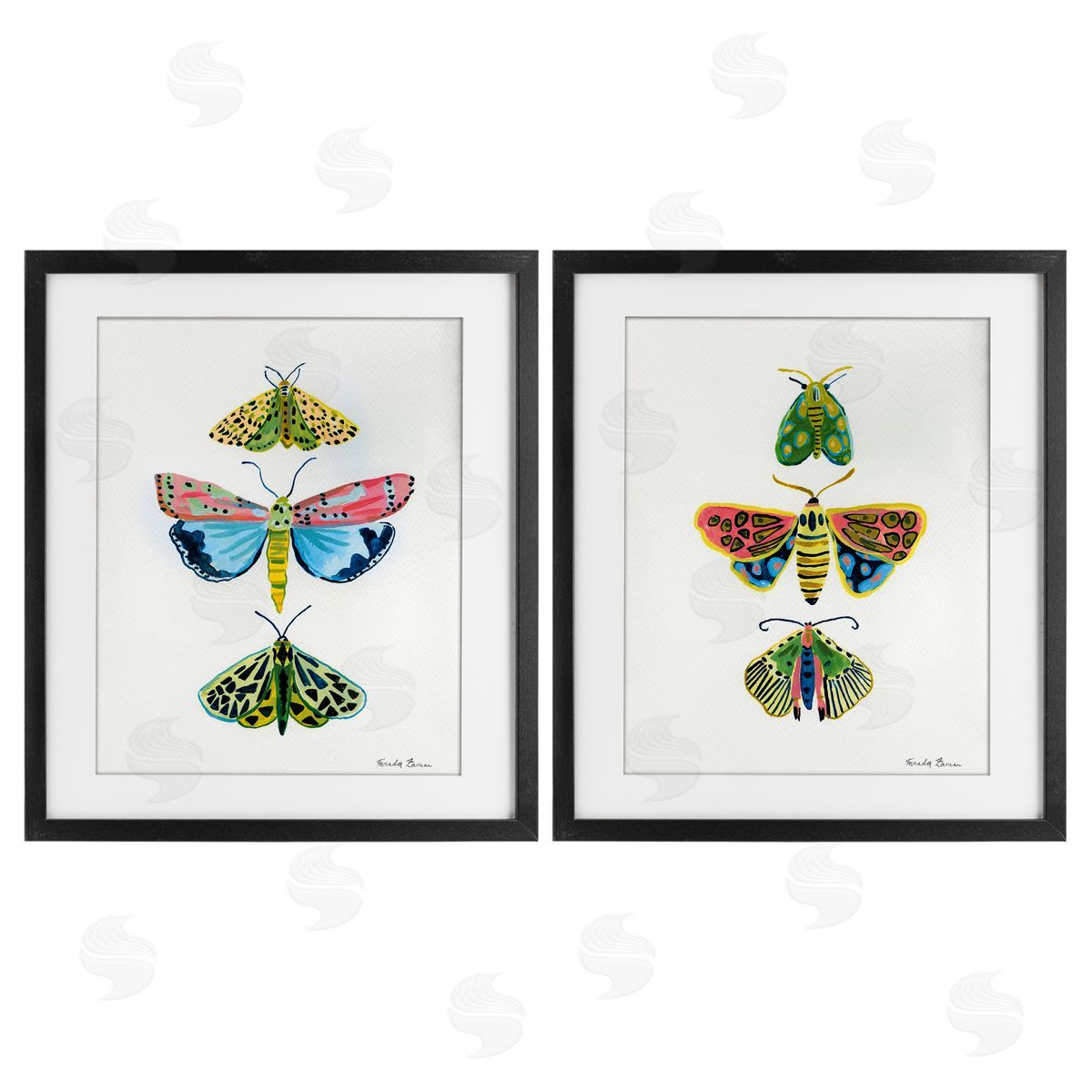 Farida Zaman Bright Moths Symmetry Canvas Wall Art Print
