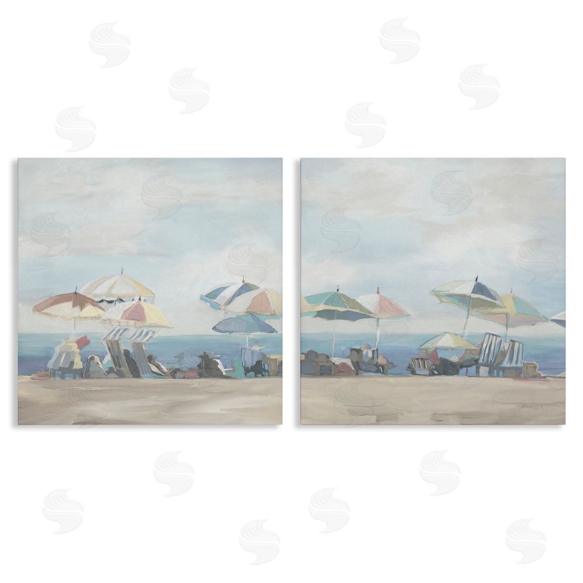 Liz Jardine Pale Beach Day Umbrellas Canvas Wall Art Print