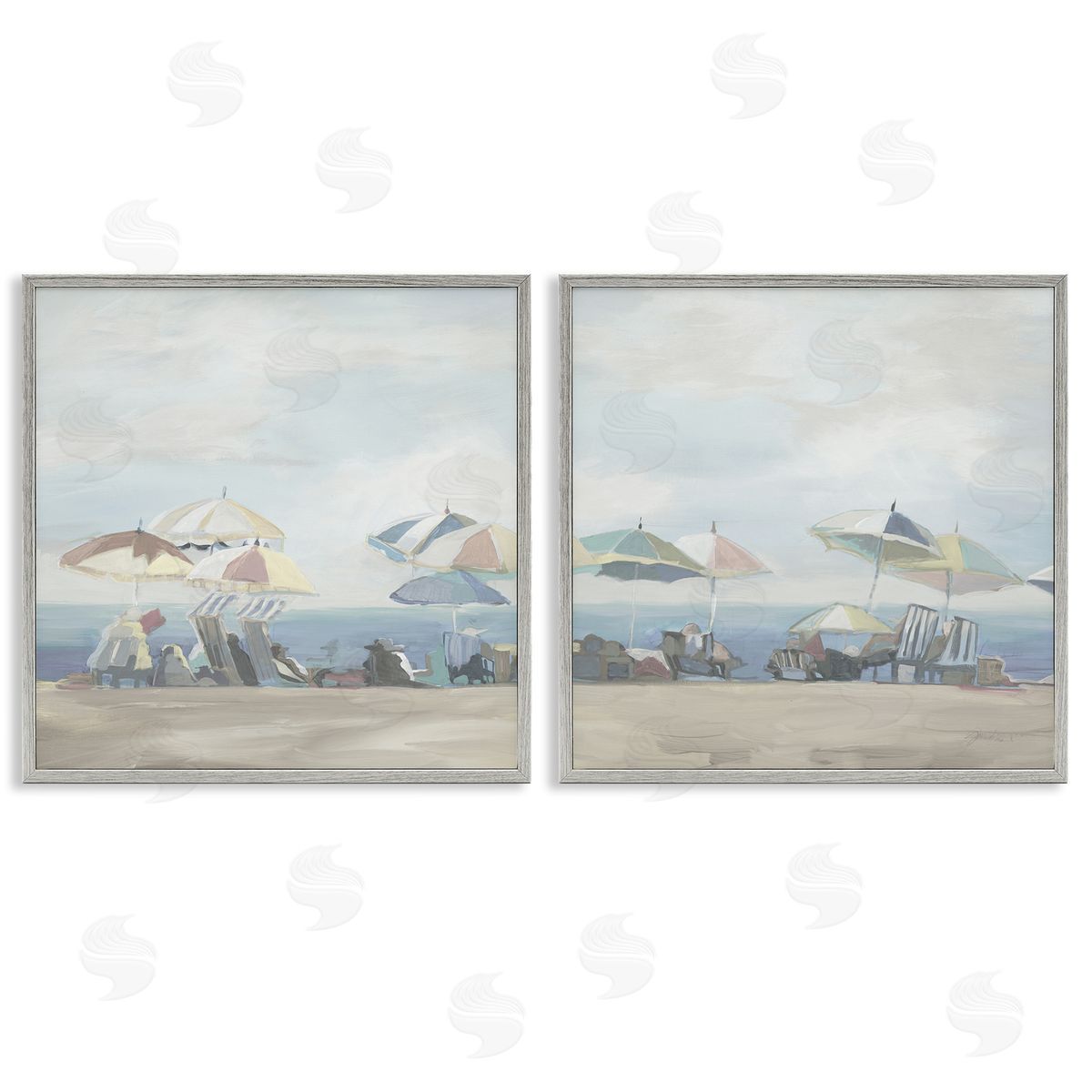 Liz Jardine Pale Beach Day Umbrellas Canvas Wall Art Print