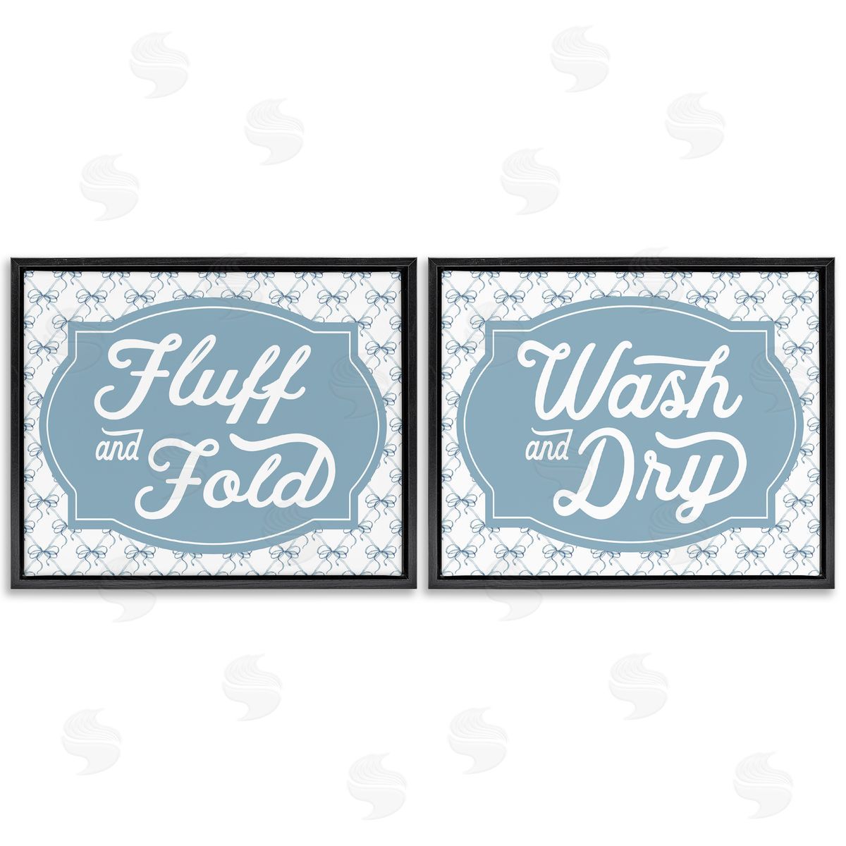 Lettered and Lined Laundry Phrases with Vintage Bows Canvas Wall Art Print