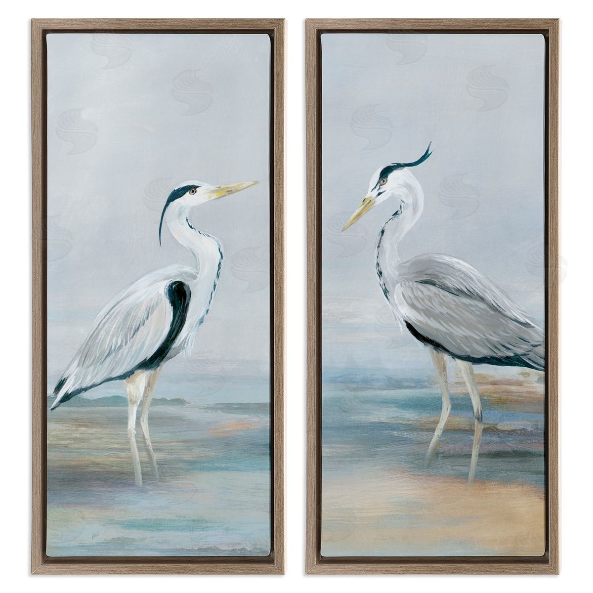 Lily K. Herons Wading Shallow Sea Canvas Wall Art Print