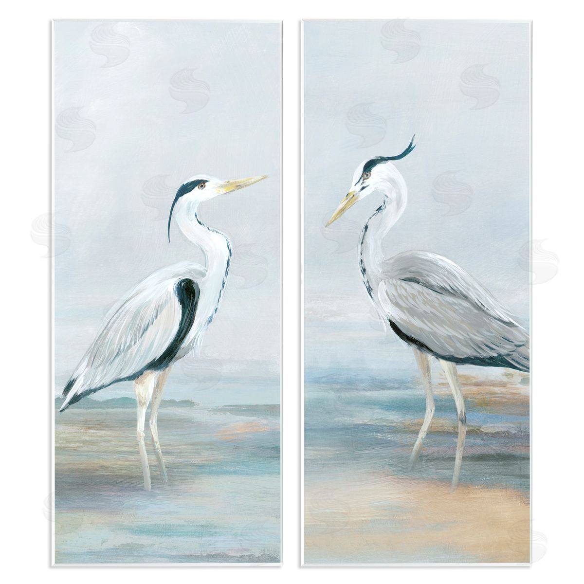 Lily K. Herons Wading Shallow Sea Canvas Wall Art Print