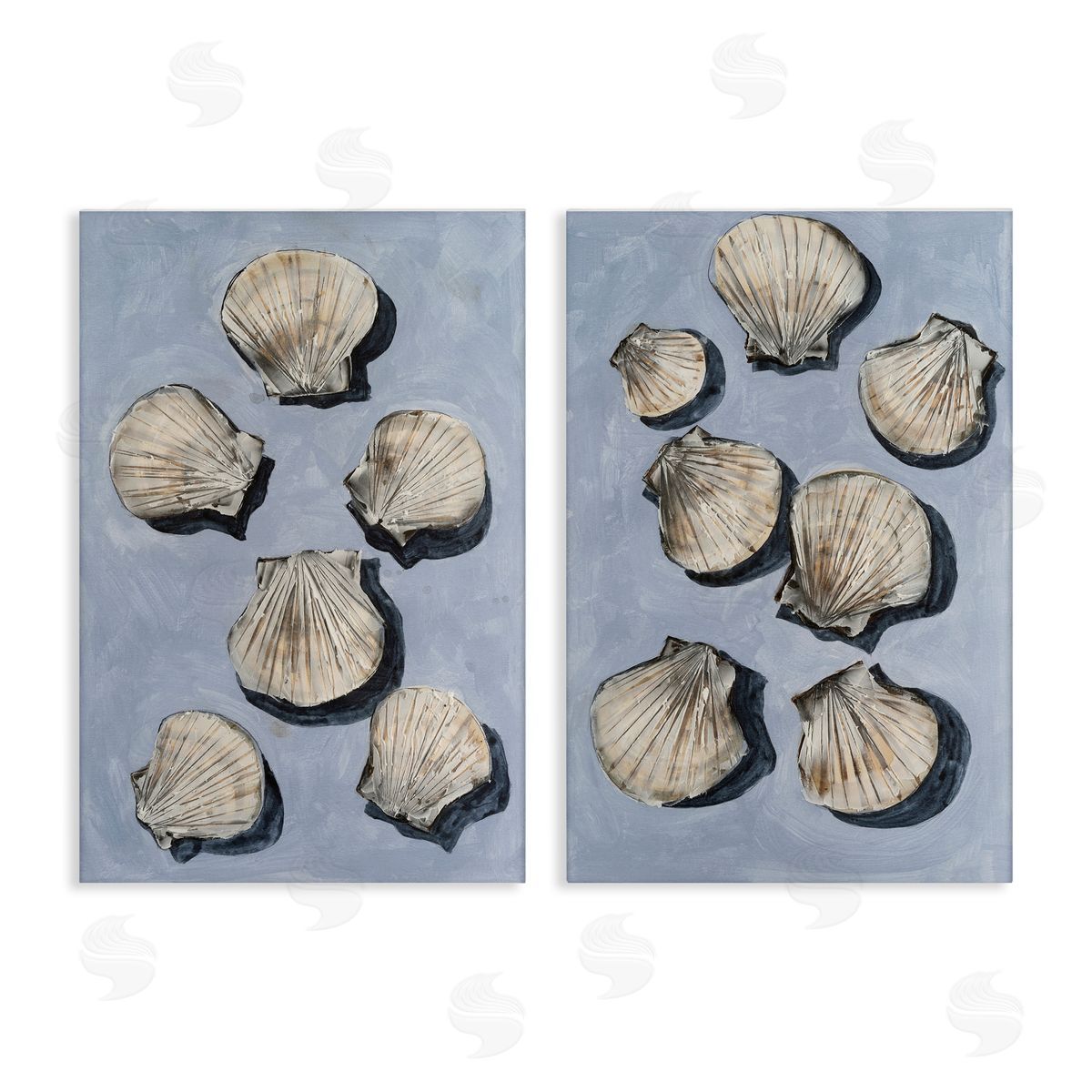 Michael Willett Embellished Clam Seashells Canvas Wall Art Set