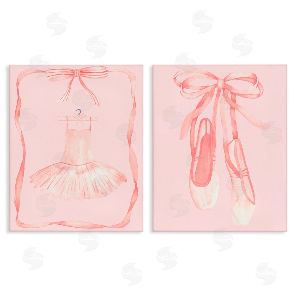 Nina Jacobs Pastel Ballerina Dress & Slippers Canvas Wall Art Set