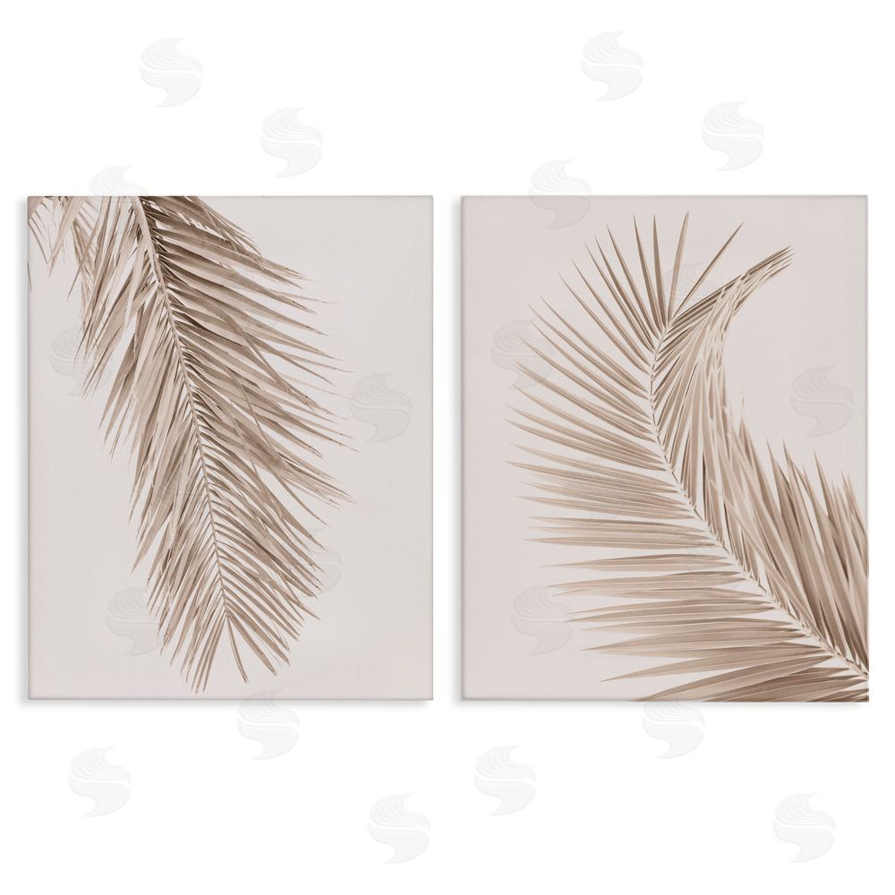 Sisi and Seb Muted Neutral Brown Palms Canvas Wall Art Print