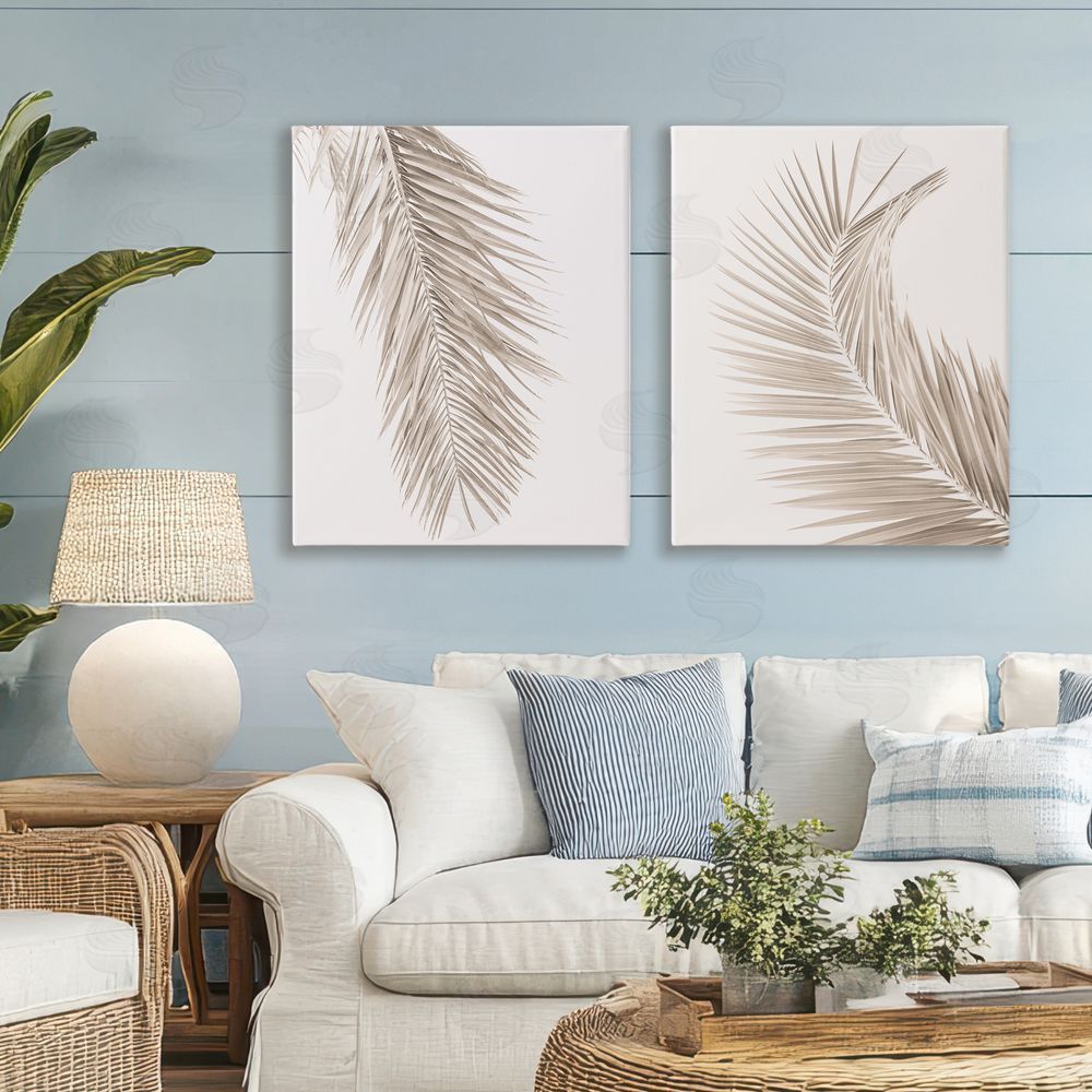 Sisi and Seb Muted Neutral Brown Palms Canvas Art on Wall
