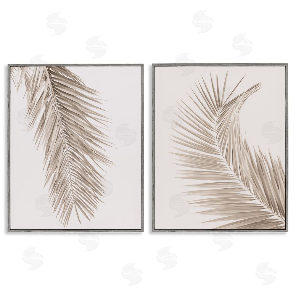 Sisi and Seb Muted Neutral Brown Palms Gray Framed Giclee Wall Art Print