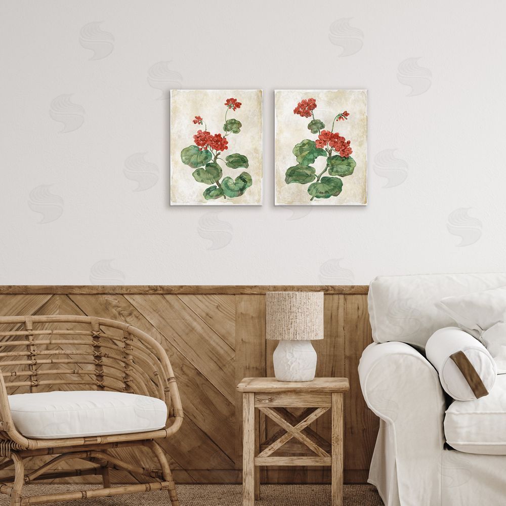 Paul Brent Floral Journal Red Flower Painting Printed Wall Art Set in Room