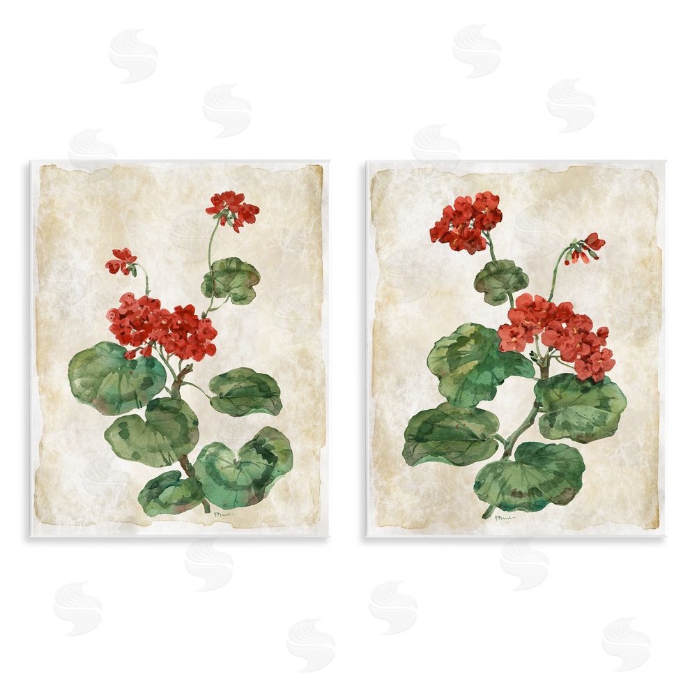 Paul Brent Floral Journal Red Flower Painting Wall Plaque Printed Art Set