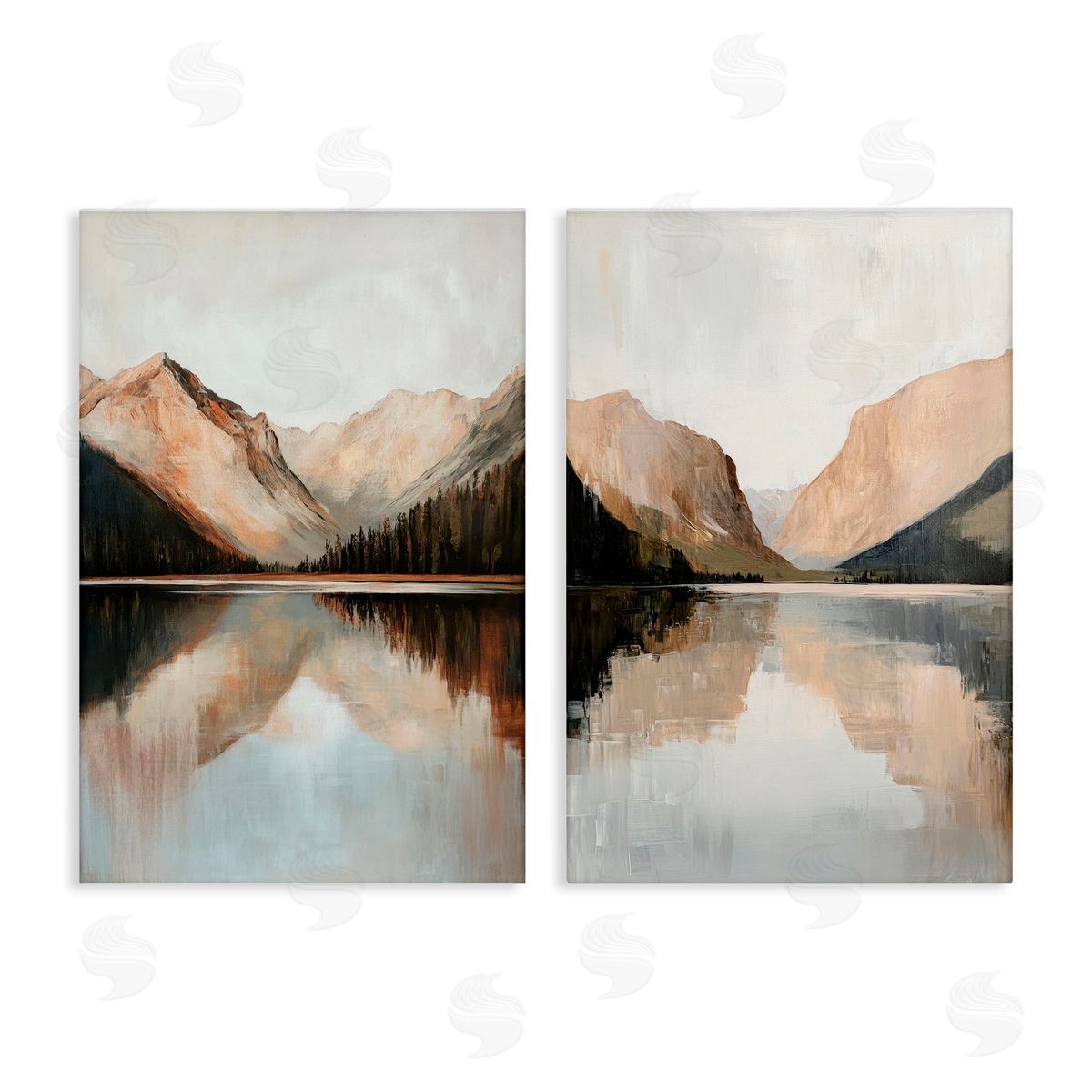 Petal Prints Design Rustic Mountain Reflection and Lakes Canvas Wall Art Print