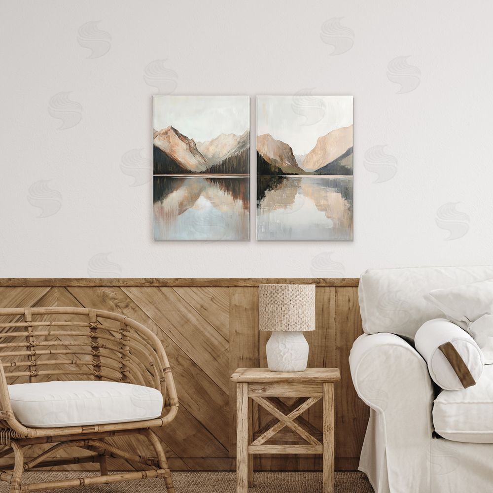 Petal Prints Design Rustic Mountain Reflection and Lakes Canvas Art on Wall