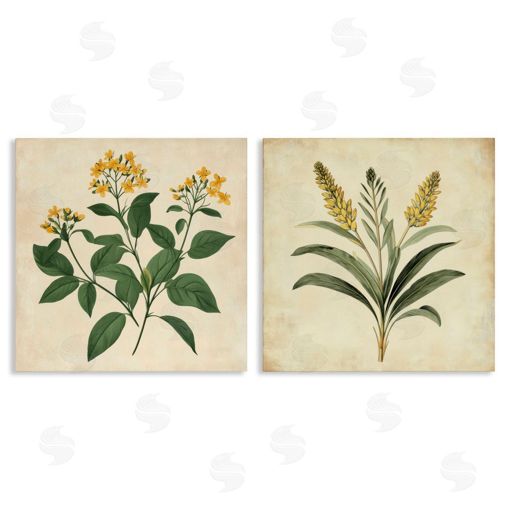 Petal Prints Design Vintage Yellow Bushels and Wheat Canvas Wall Art Print