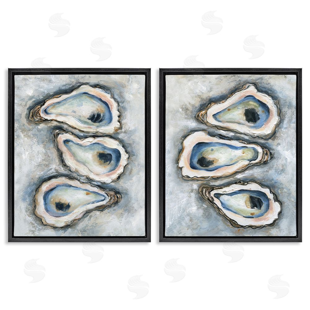 Carol Robinson Oyster Bar Trios Black Floating Frame Canvas Wall Art Set