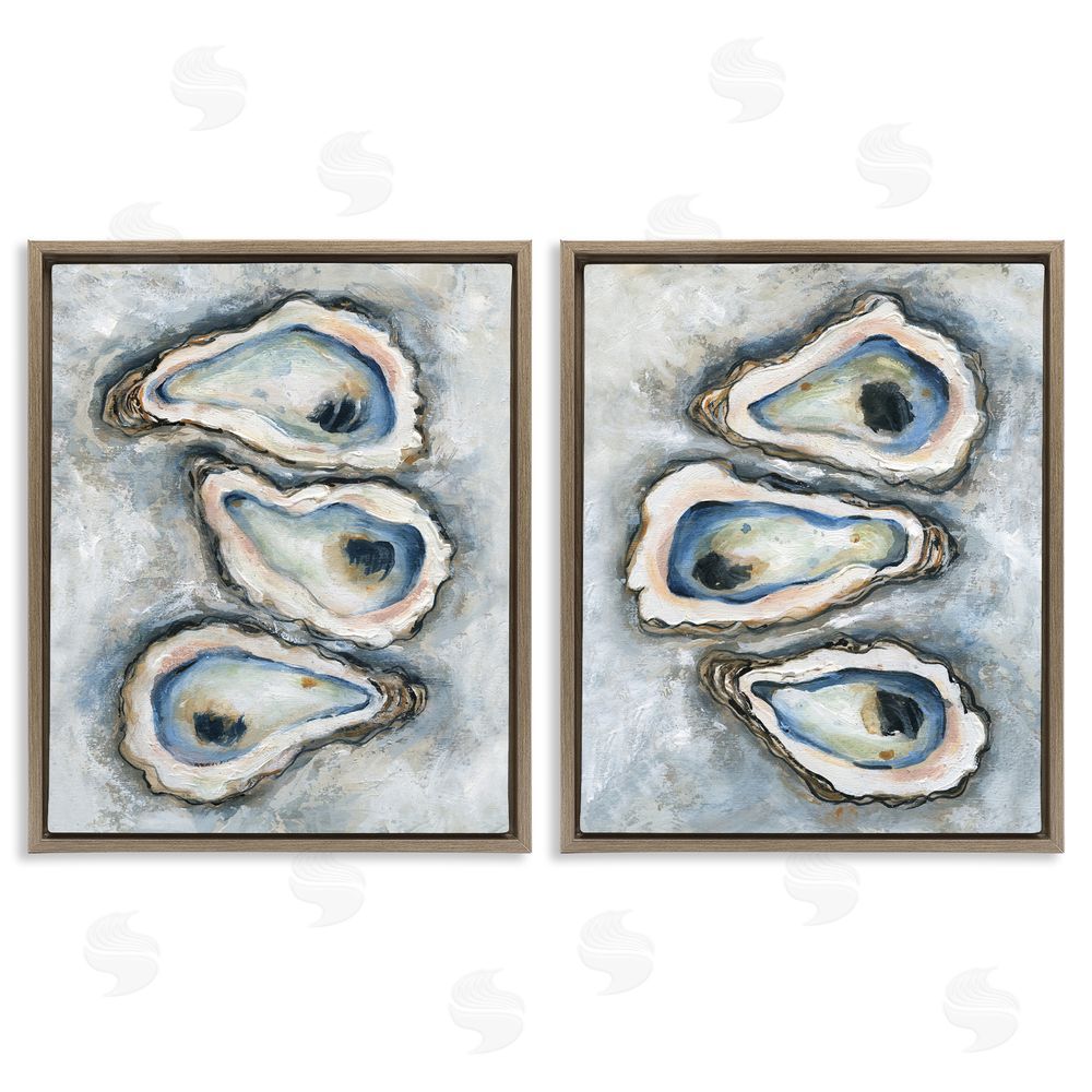 Carol Robinson Oyster Bar Trios Brown Floating Frame Canvas Art Set