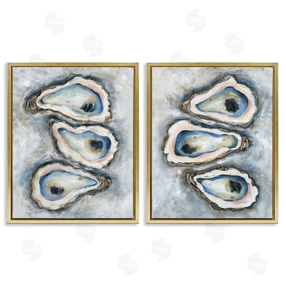 Carol Robinson Oyster Bar Trios Gold Floating Frame Canvas Art Set