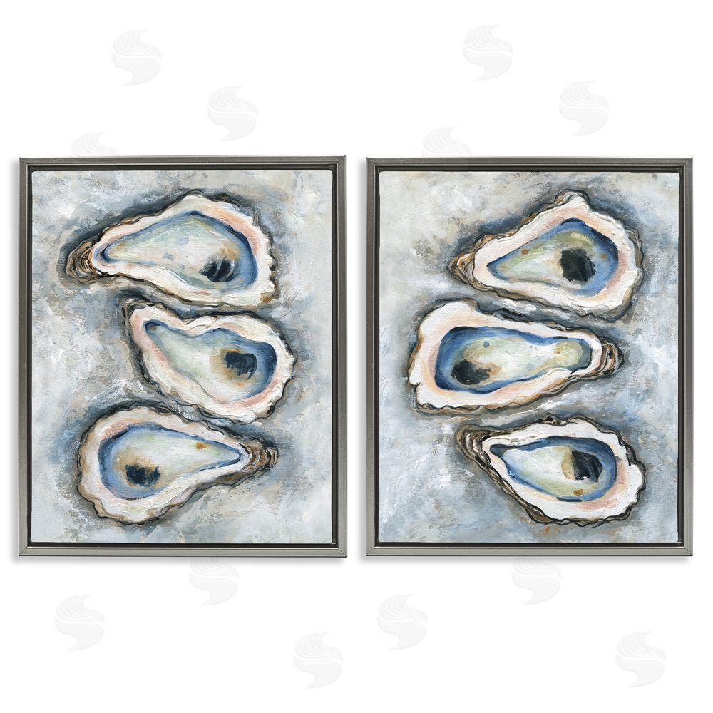 Carol Robinson Oyster Bar Trios Gray Floating Frame Canvas Art Set