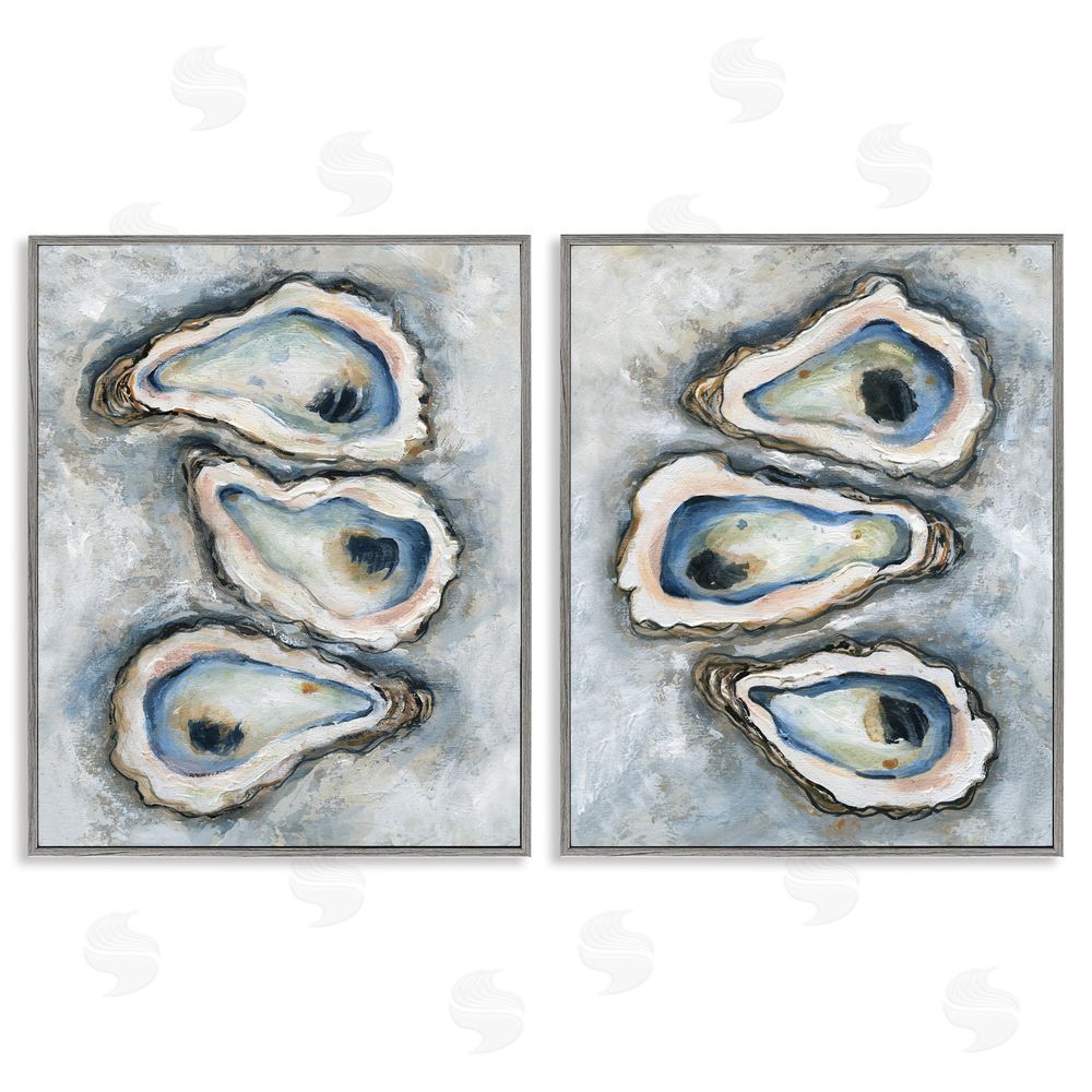 Carol Robinson Oyster Bar Trios Gray Framed Giclee Art Set