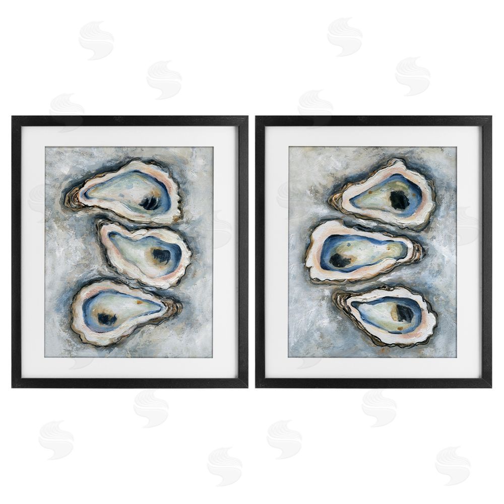 Carol Robinson Oyster Bar Trios Black Framed Print Under Glass Set
