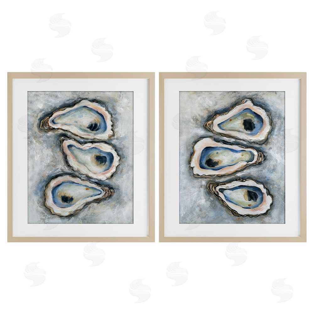 Carol Robinson Oyster Bar Trios Birch Framed Print Under Glass Set