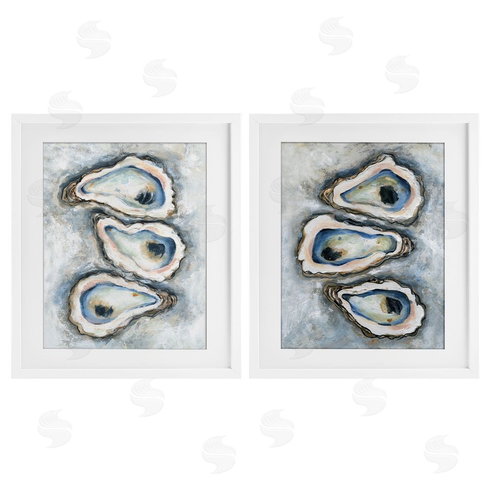 Carol Robinson Oyster Bar Trios White Framed Print Under Glass Set