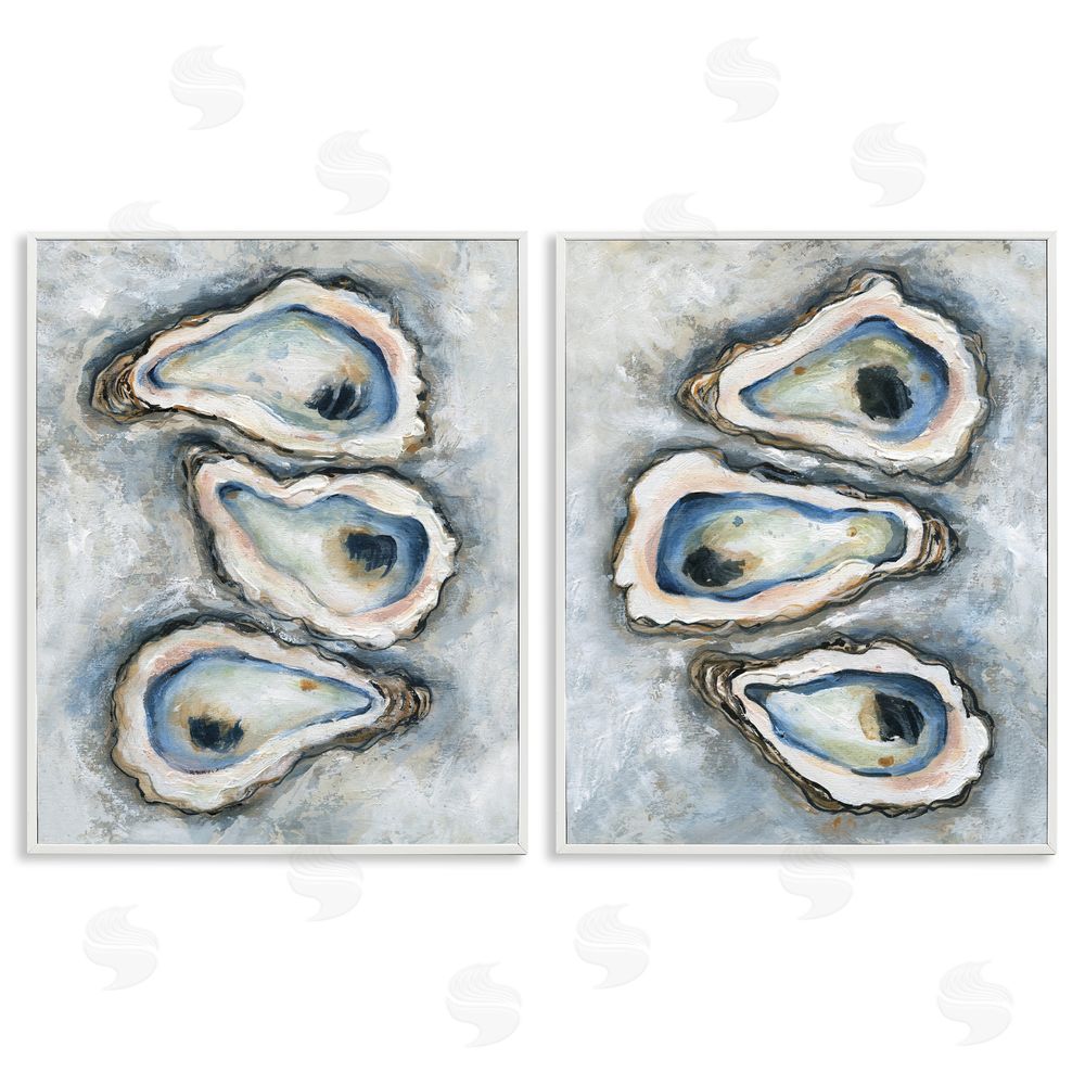 Carol Robinson Oyster Bar Trios White Frame Giclee Art Set